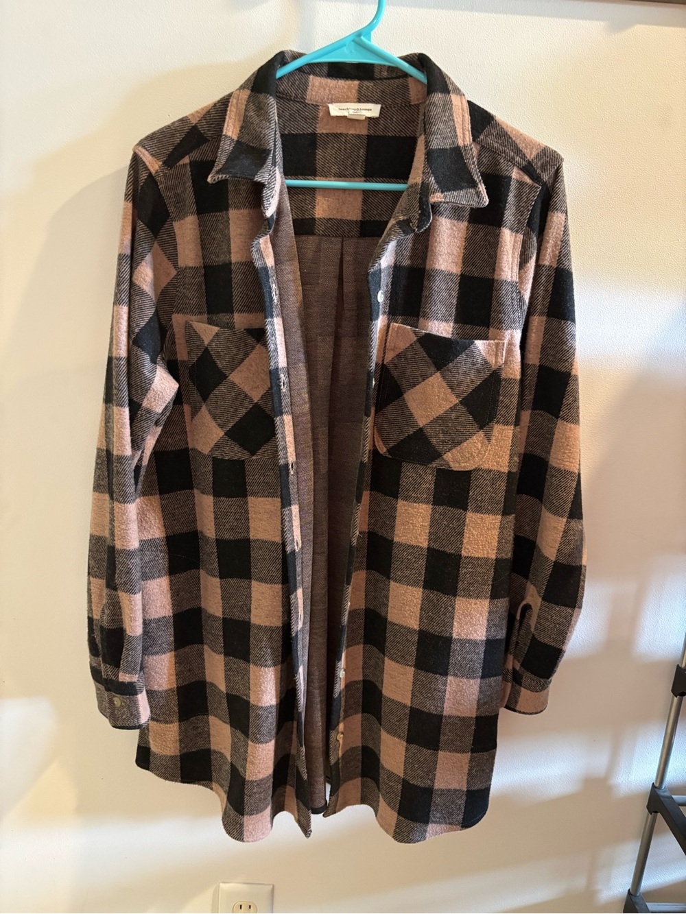 beachlunchlounge Plaid Shacket Dress in Black and Mauve